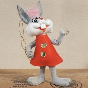 Vintage Flocked Honey Bunny Ornament